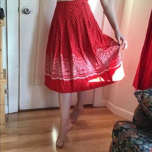 Red Vintage Midi Skirt